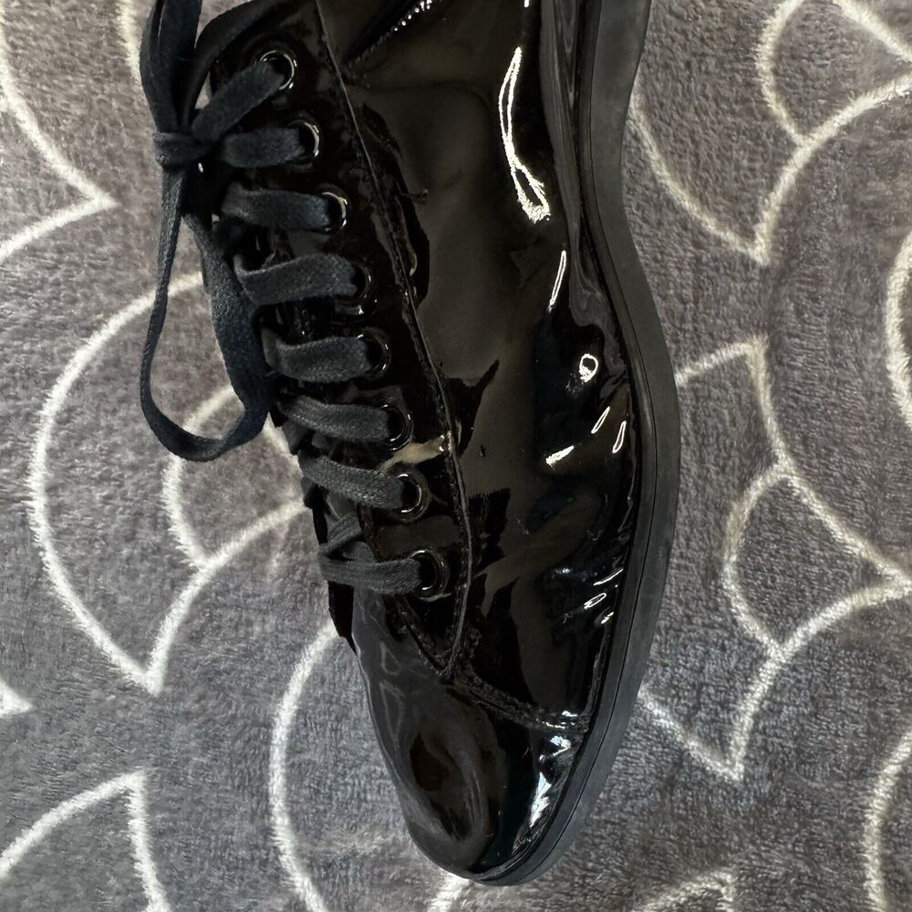 Gucci Black Patent Leather Casual Low Top Lace Up Reflective Men's Shoe Sz 9.5 - Picture 11 of 16